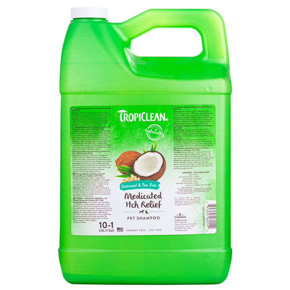 Tropiclean Oatmeal & Tea Tree Medicated Shampoo – Soothing Concentrate, Relieves Itching and Irritation, 3.8L