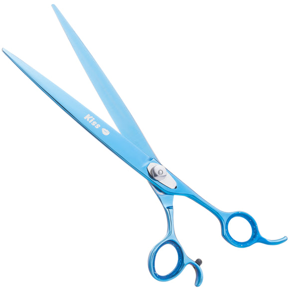 Geib Kiss Silver Blue Straight Scissors – 9.5" Micro-Bevel Edge, High-Quality Blue Finish