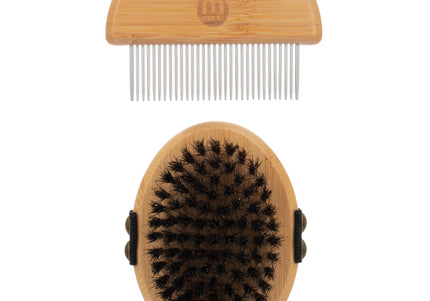 Mikki Bamboo Puppy & Kitten Grooming Kit – Eco-Friendly Brush and Comb Set, Gentle Care