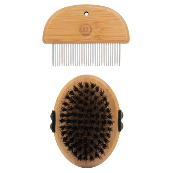 Mikki Bamboo Puppy & Kitten Grooming Kit – Eco-Friendly Brush and Comb Set, Gentle Care