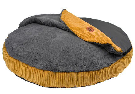 Biglo Cleo Honey Corduroy Dog Bed with Removable Cover, Honey-Gray, Medium