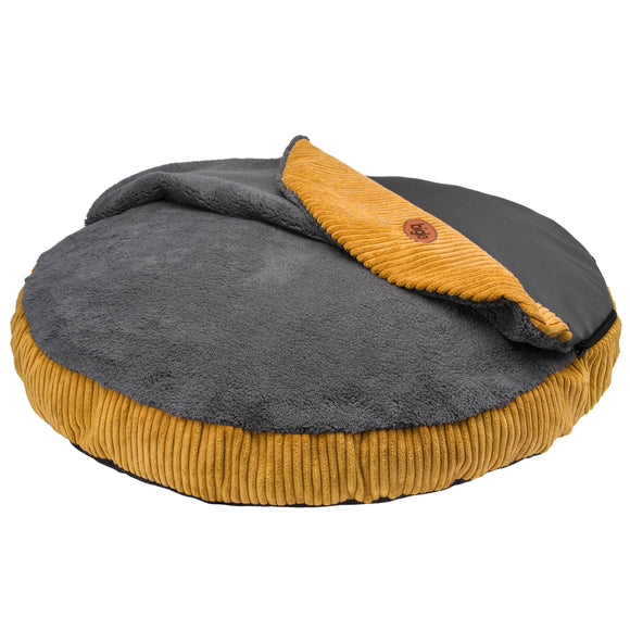 Biglo Cleo Honey Corduroy Dog Bed with Removable Cover, Honey-Gray, Medium