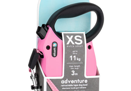 Alcott Adventure Retractable Leash Pink - odblaskowa smycz automatyczna dla psa, różowa - XS