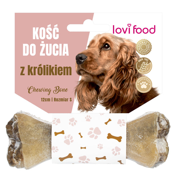 Lovi Food Chewing Bone with Rabbit – Small Size, Plum and Rosemary Infused, Long-Lasting