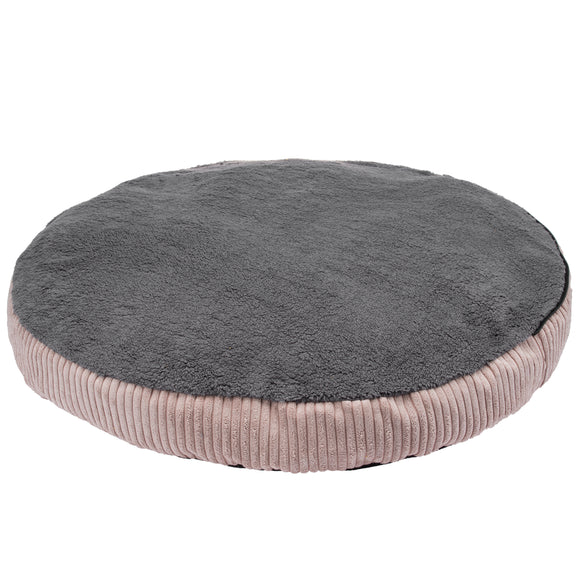 Biglo Cleo Pink Corduroy Dog Bed – XL Size, Removable Cover, Pink and Gray