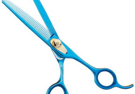 Geib Kiss Gold Blue Blender 6.5" – Single-Sided Thinning Shears with 42 Teeth and Blue Trim