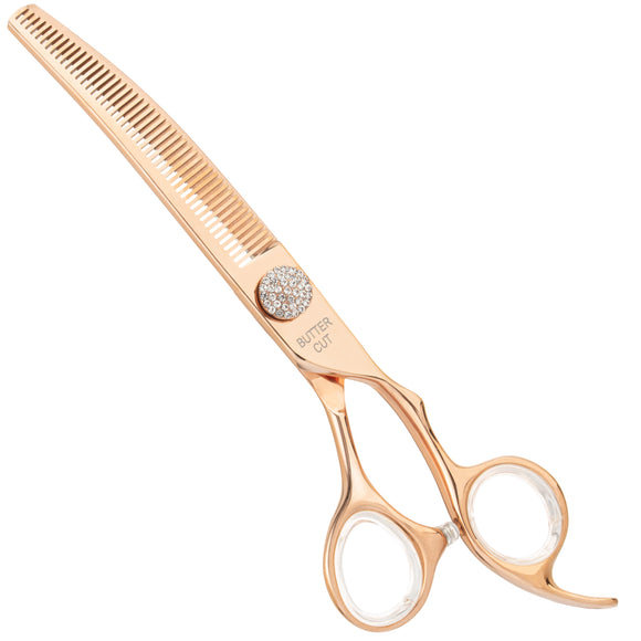 Geib Crystal Gold Curved Blender 6.5" – Single-Sided Gold Grooming Shears with 46 Teeth
