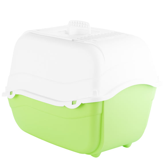 Record Romeo Cat Litter Box L – Lockable Covered Design with Flap Door and Filter, Blue