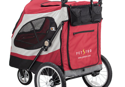 Show Tech Petstro Large 3-Wheel Buggy – Sturdy Red and Grey Stroller, Up to 45kg Capacity