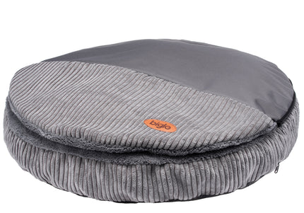 Biglo Cleo Corduroy Dog Bed with Removable Cover, Medium Size, Grey