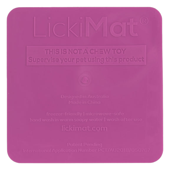 LickiMat Kitty Small Slow Feeder Mat with Built-in Bowl, Purple – Promotes Healthy Eating