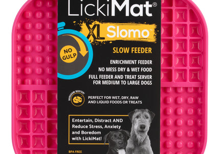 LickiMat Slomo XL Black Licking Mat – Hard Textured Design, Engaging Slow Feeder for Medium and Large Breeds
