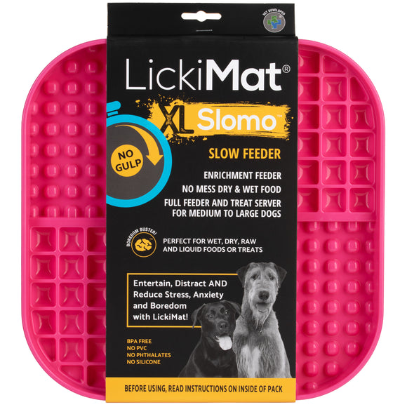 LickiMat Slomo XL Black Licking Mat – Hard Textured Design, Engaging Slow Feeder for Medium and Large Breeds