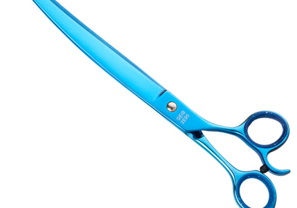 Geib Kiss Gold Blue Curved Scissors – 7.5in Micro-Bevel Edge, Premium Blue Finish