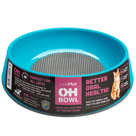 Oh Bowl Cat 250ml – Blue Oral Hygiene Cat Bowl with Textured Cleaning Surface