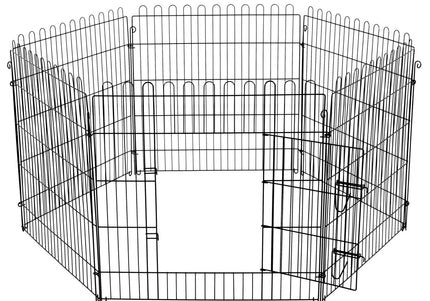 Flamingo Puppy Run Jax Black S – Metal Playpen, 6 Panels, 80cm Height, Secure Design