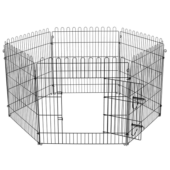 Flamingo Puppy Run Jax Black L – Metal Playpen, 6 Panels, 100cm High, Secure and Spacious