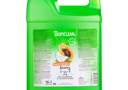 Tropiclean Papaya & Coconut 2-in-1 Shampoo and Conditioner – Fruity Scent, 3.8L Salon Size