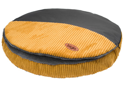 Biglo Cleo Honey Corduroy Dog Bed with Removable Cover, Honey-Gray, Medium