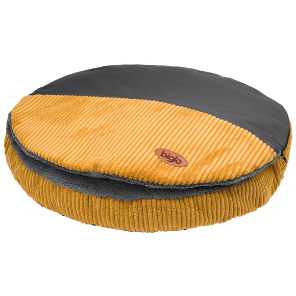 Biglo Cleo Honey Corduroy Dog Bed with Removable Cover, Honey-Gray, Medium