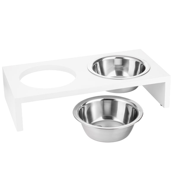 Flamingo Kobushi White Elevated Pet Bowls – Large Ceramic Set with Stable Stand