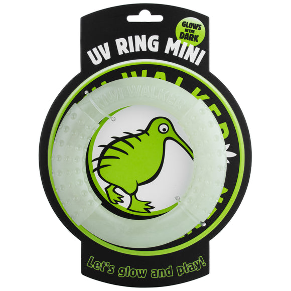 Kiwi Walker Let's Play and Glow UV Ring – Mini Glow-in-the-Dark Dog Toy, Lightweight Design