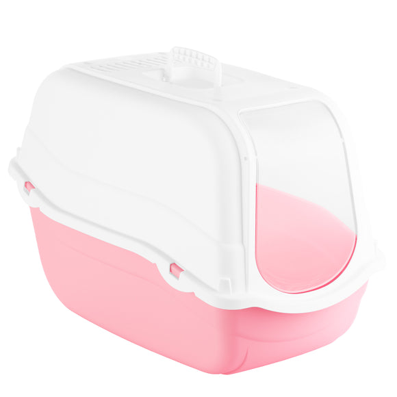 Record Romeo Cat Litter Box L – Lockable Covered Design with Flap Door and Filter, Blue