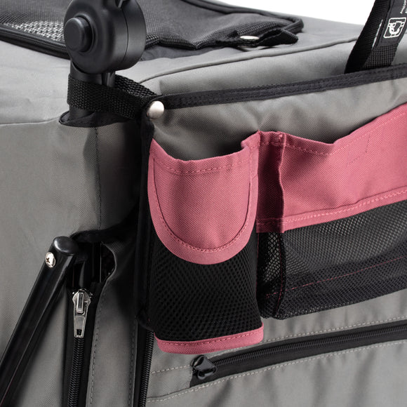 Show Tech Petstro 3-Wheel Buggy – Grey and Pink Stroller, Lightweight, Supports Up to 30kg