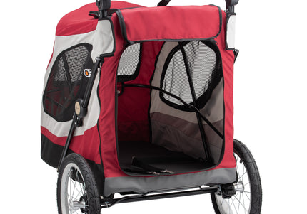 Show Tech Petstro Large 3-Wheel Buggy – Sturdy Red and Grey Stroller, Up to 45kg Capacity