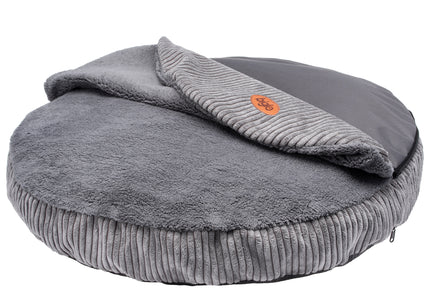 Biglo Cleo Corduroy Dog Bed with Removable Cover, Medium Size, Grey