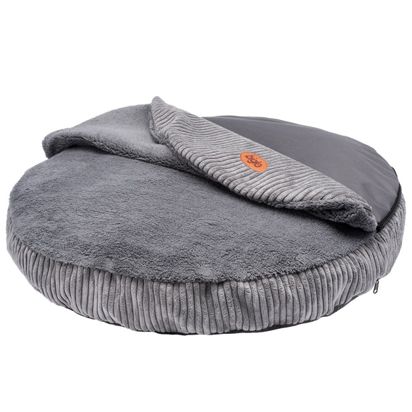 Biglo Cleo Corduroy Dog Bed with Removable Cover, Medium Size, Grey
