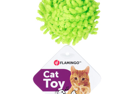 Flamingo Cat Dax Ball 4cm – Soft Mop Ball with Rattle, Catnip Infused, Quiet Play