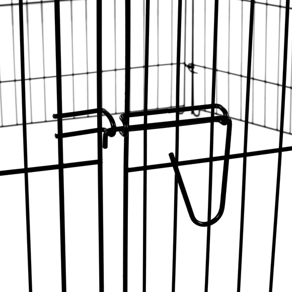 Flamingo Puppy Run Jax Black S – Metal Playpen, 6 Panels, 80cm Height, Secure Design