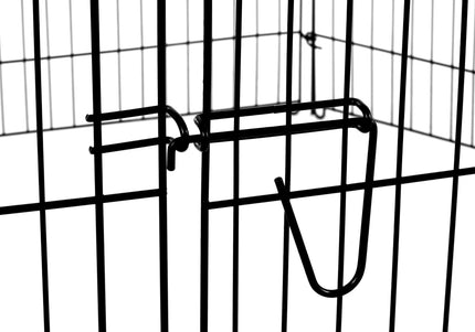 Flamingo Puppy Run Jax Black L – Metal Playpen, 6 Panels, 100cm High, Secure and Spacious