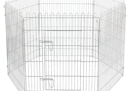 Flamingo Puppy Run Jax Silver L – Metal Playpen, 6 Panels, 100cm High, Durable Design
