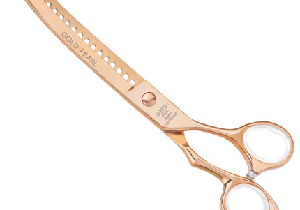 Geib Gold Pearl Curved Chunker 7.0" – Single-Sided Thinning Shears, 20 Teeth, Elegant Gold Finish