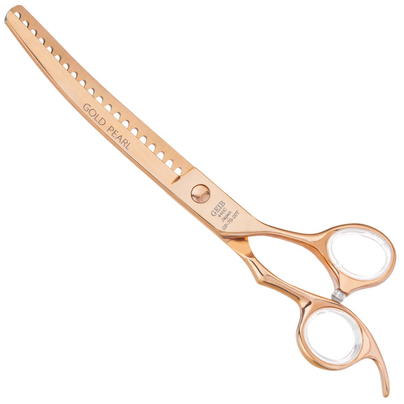 Geib Gold Pearl Curved Chunker 7.0" – Single-Sided Thinning Shears, 20 Teeth, Elegant Gold Finish