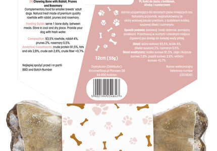 Lovi Food Chewing Bone with Rabbit – Small Size, Plum and Rosemary Infused, Long-Lasting