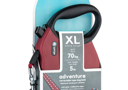 Alcott Adventure Retractable Leash Red – Reflective Medium Retractable Lead with Comfort Grip