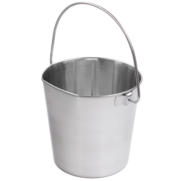 Show Tech Pail Flat Side – Stainless Steel Grooming Bucket with Flat Edge, 1.9L Durable Design