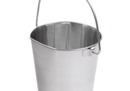 Show Tech Pail Flat Side Stainless Steel Bucket – 8.5L, Space-Saving Flat Design, Durable Construction