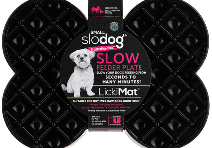 LickiMat Slodog Small Slow Eating Bowl – Black Non-Slip Licking Tray, Promotes Healthy Feeding