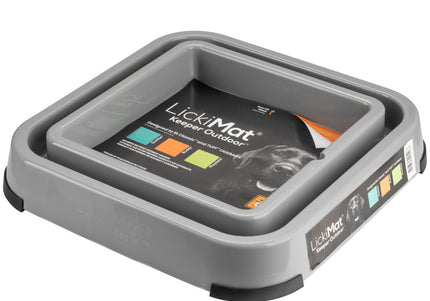 LickiMat Keeper Outdoor – Orange Licking Mat Tray, Durable Weather-Resistant Design
