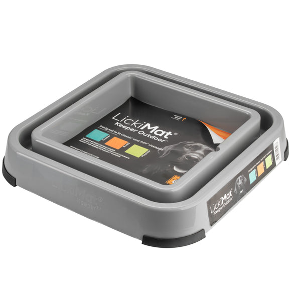 LickiMat Keeper Outdoor – Orange Licking Mat Tray, Durable Weather-Resistant Design