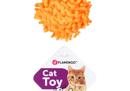 Flamingo Cat Dax Ball 4cm – Soft Mop Ball with Rattle, Catnip Infused, Quiet Play