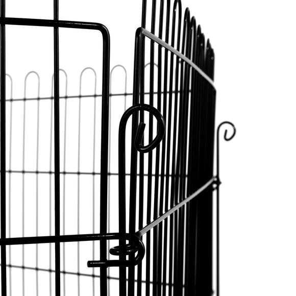 Flamingo Puppy Run Jax Black S – Metal Playpen, 6 Panels, 80cm Height, Secure Design