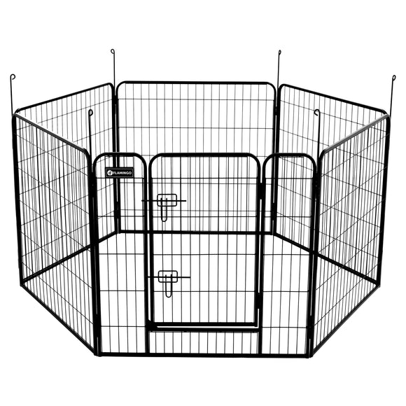 Flamingo Kennel Zecta Black Playpen – Stable 6-Panel Frame, 79x80cm, Secure Design
