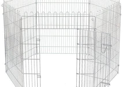 Flamingo Puppy Run Jax Silver L – Metal Playpen, 6 Panels, 100cm High, Durable Design