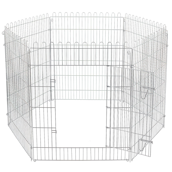 Flamingo Puppy Run Jax Silver L – Metal Playpen, 6 Panels, 100cm High, Durable Design