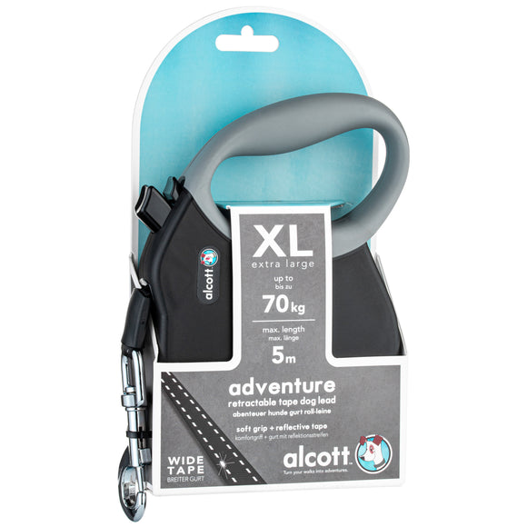 Alcott Adventure Retractable Leash Black – Reflective Retractable Lead, Small Size, Durable Design